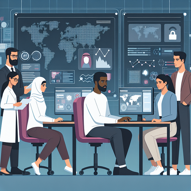 cybersecurity professionals analyzing a threat scenario on computer screens