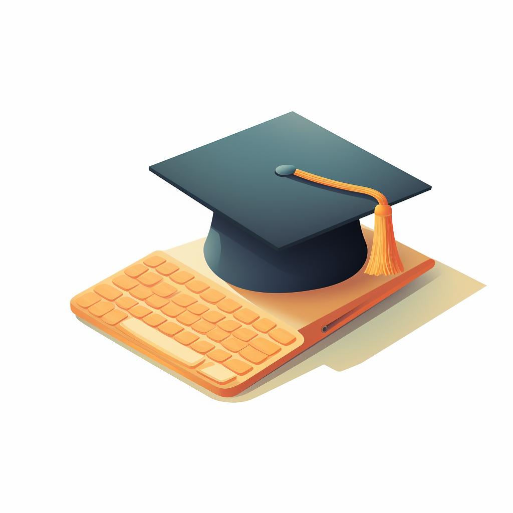 A graduation cap on top of a computer keyboard