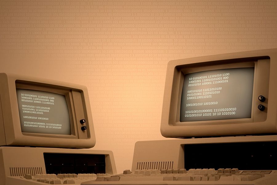 Vintage computer systems symbolizing the early days of cybersecurity