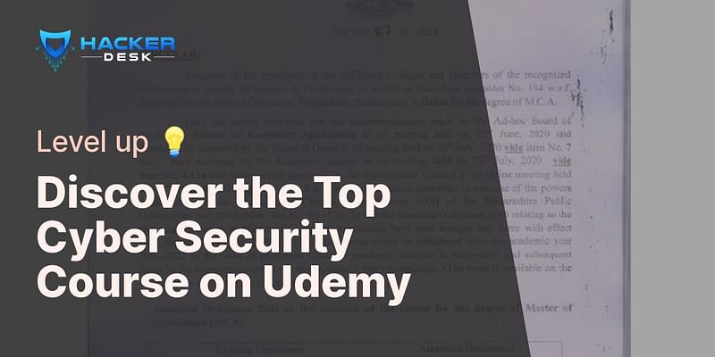 Discover the Top Cyber Security Course on Udemy - Level up 💡